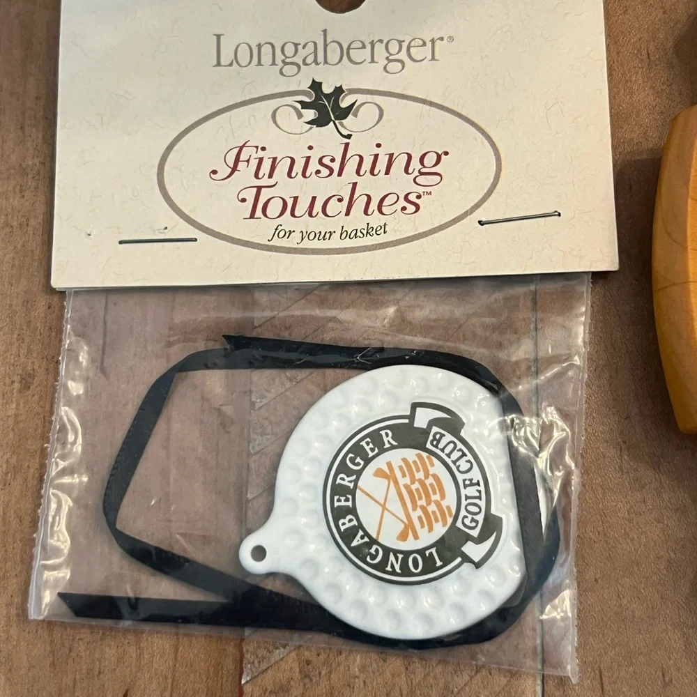 Longaberger Golf Club Basket Leather Handles With Ornament Signed‎